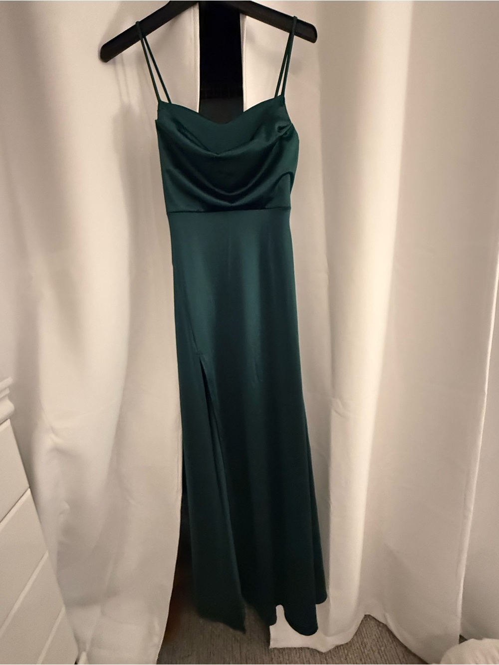 Windsor Teal Cowl Neck Satin Maxi Dress